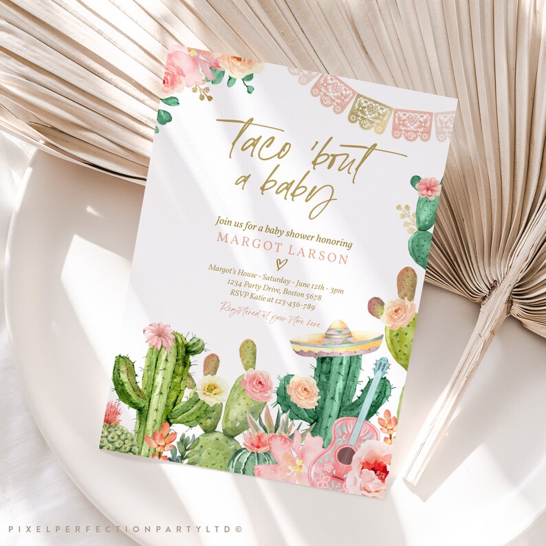 Editable Taco Bout A Baby Invitation Taco Baby Shower Invitation Taco Baby Shower Fiesta Cactus Baby Shower Instant Download