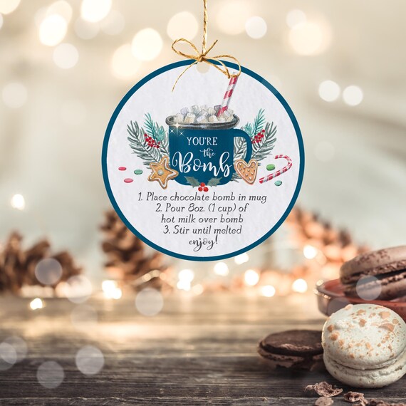 Hot Chocolate Bomb Tag Christmas Hot Chocolate Bomb Tag Winter Hot Chocolate Bomb Tag You're The Bomb Printable Tag Instant Download YC Il_570xn