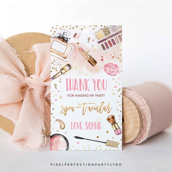 Editable Spa Makeup Party Favour Tags Glitz And Glam Birthday Party Blush  Pink And Gold Girly Glamour Party Decorations Instant Download KE