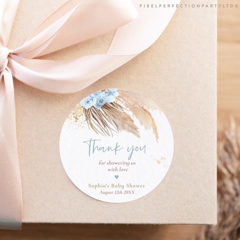 Editable Pampas Grass Favor Tag Bohemian Baby Shower | Etsy