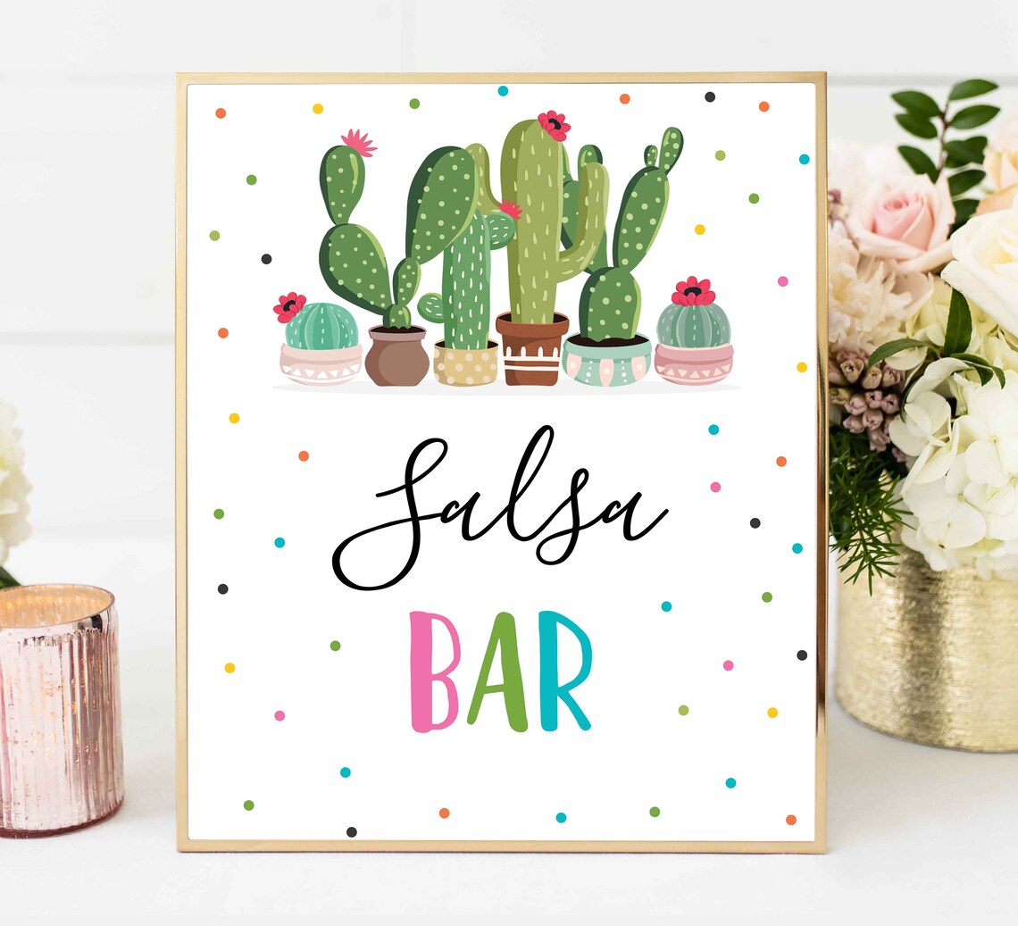 Salsa Bar Party Sign Fiesta Party Sign Fiesta Food Station Etsy