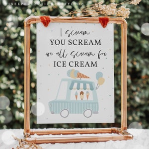 Ice Cream Truck Birthday Party I Scream You Scream Sign Here&#39;s The Scoop Ice Cream Birthday Party Sweet Ice Cream Party Instant Download YQ