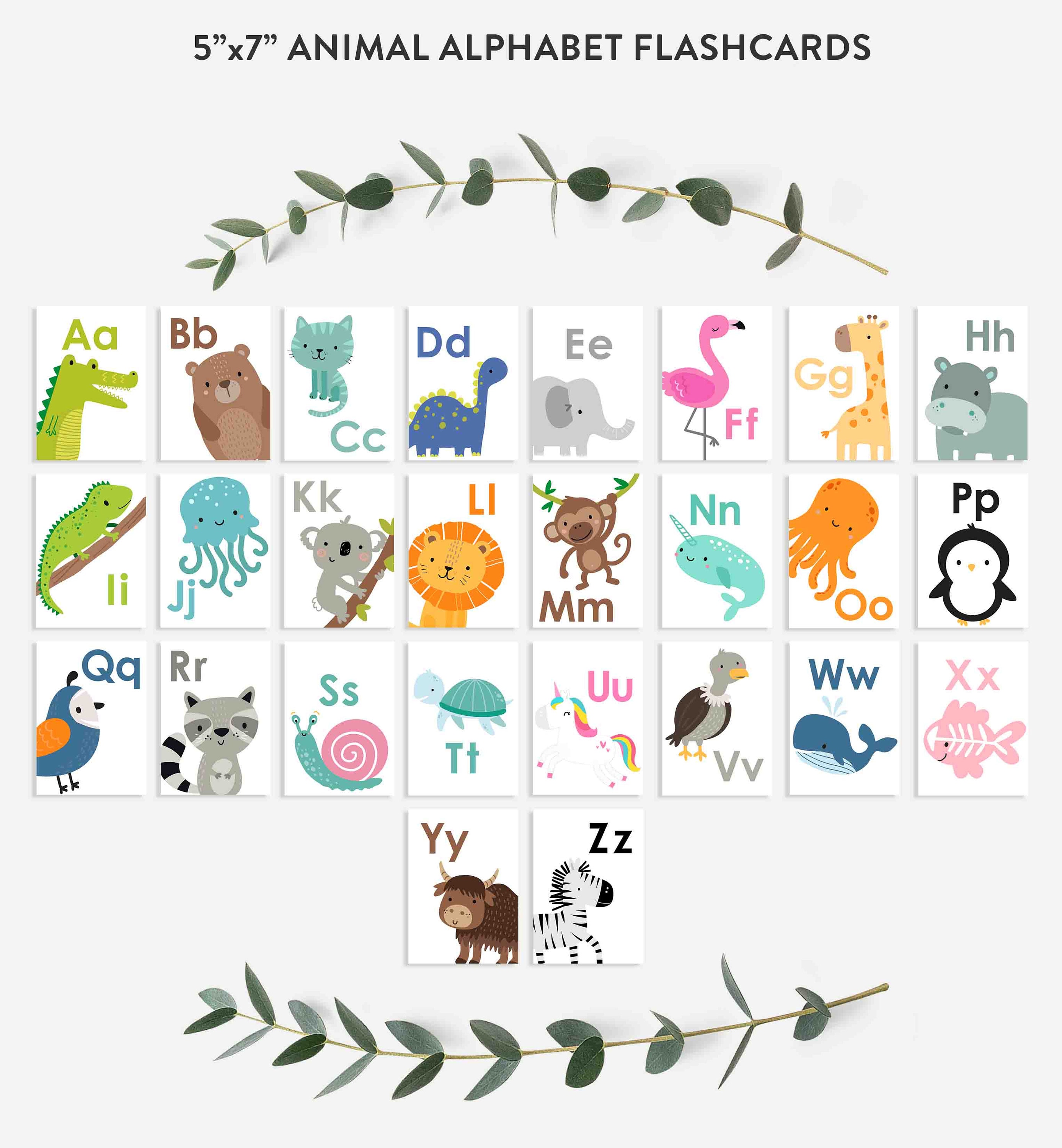 Animal Alphabet Flash Cards ABC Animal Flash Cards Alphabet - Etsy