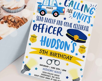 Editable Police Invitation Police Birthday Invitation Police Officer Invitation Cop Invite Policeman Party Police Party Instant Download PV