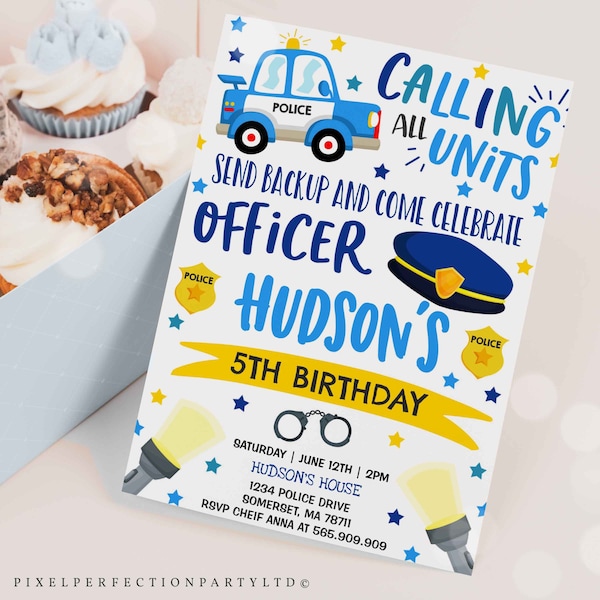 Editable Police Invitation Police Birthday Invitation Police Officer Invitation Cop Invite Policeman Party Police Party Instant Download PV