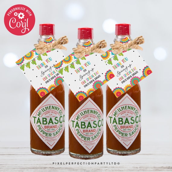 Editable Fiesta Hot Sauce Wedding Favor Tag Fiesta Hot Sauce Bridal Shower Favor Tag Fiesta Gift Sticker Favor Taco 'Bout A Party 09 Il_570xn