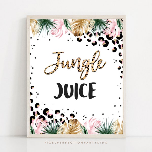 Safari Jungle Juice Birthday Sign Drinks Food Table Sign Wild One Wild Child Party Safari Leopard Print Party Animals Instant Download GY