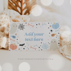 Editable Little Boo Baby Shower Food Labels Halloween Boy Ghost Baby Shower A Little Boo Is Almost Due Baby Shower Decor Instant Download VY