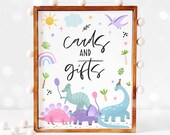 Dinosaur Cards & Gifts Birthday Party Sign Cards and Gifts Sign Pastel Dinosaur Jurassic T-Rex Sign Dinosaur Party Decor Instant Download CD Il_170x135