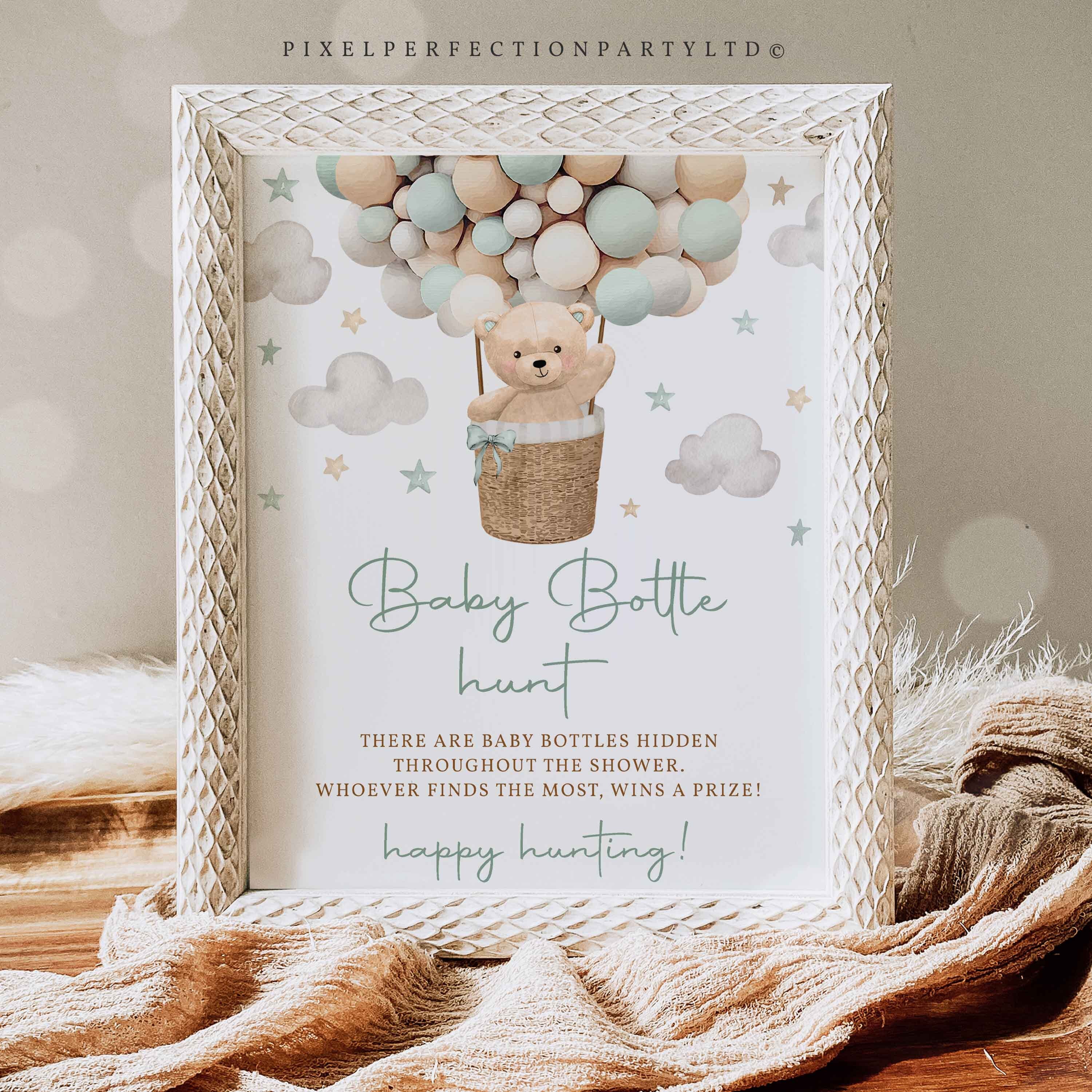 Teddy Bear Hot Air Balloon Shower Baby Bottle Hunt Sign Neutral Sage Bear  Baby Shower We Can Bearly Wait Shower Instant Download 7H - Etsy