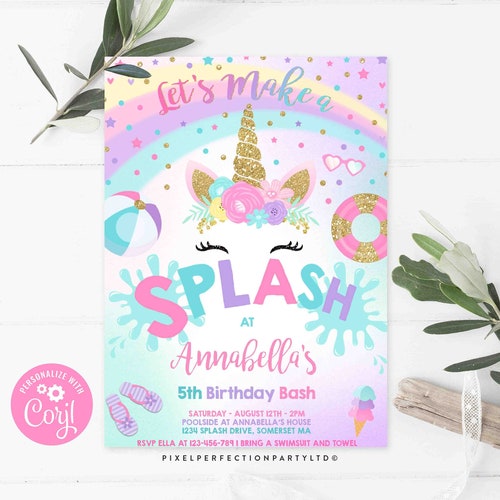 Editable Unicorn Water Bottle Labels Pink And Gold Magical Etsy