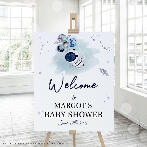 Editable Outer Space Baby Shower Welcome Sign Space Baby Shower Decor Astronaut Rocket Solar System Baby Shower Instant Download LM Il_570xn