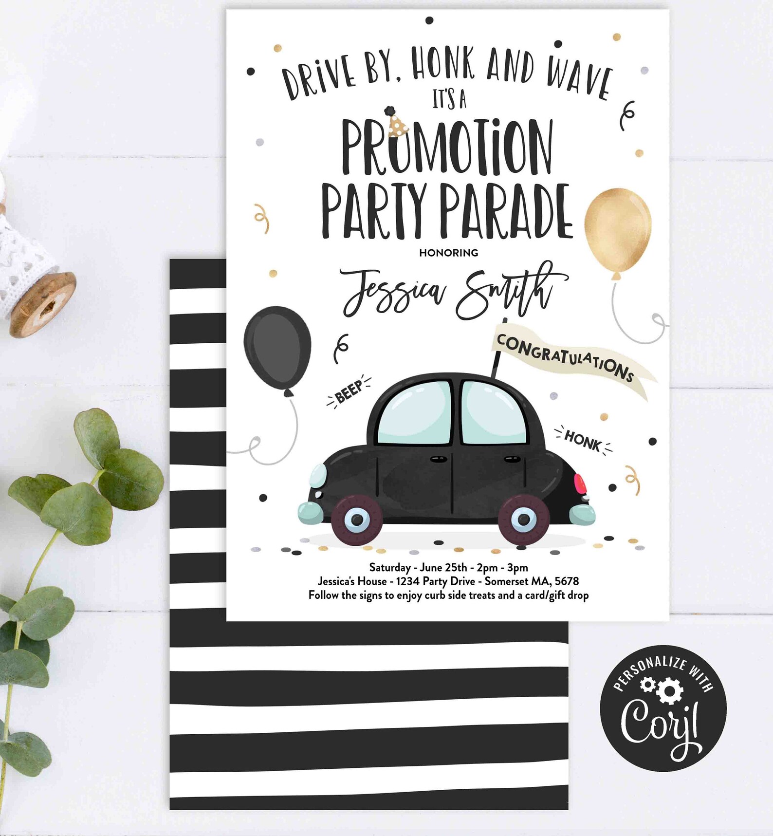 Editable Drive By Promotion Party Parade Invitation Drive Etsy