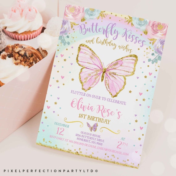 Butterfly Birthday Invitation Butterfly Invitation Whimsical Floral Butterfly Floral Butterfly Garden Instant Download Editable File BB Il_570xn