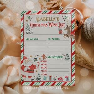 EDITABLE Christmas Wish List Letter Santa Claus Christmas Wish List Santa Letter North Pole Santa Mail Christmas Eve Box Instant Download LE