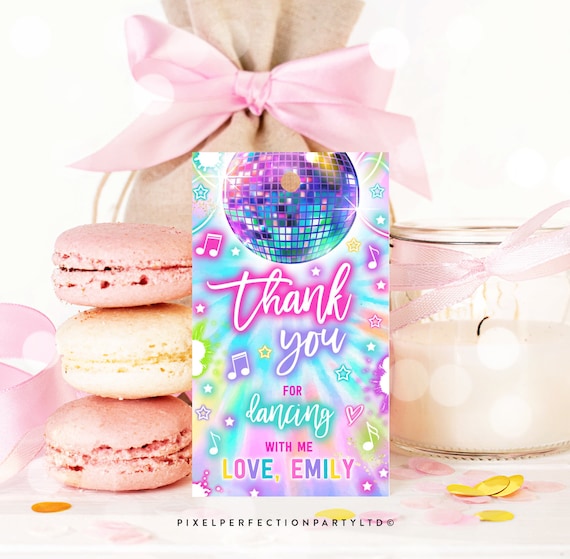 Editable Dance Birthday Party Favor Tags Tie Dye Dance Favor Tags Glow