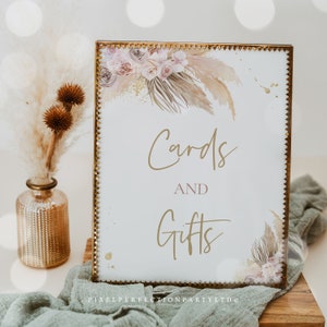 Pampas gras kaarten en geschenken baby shower teken Pampas gras baby shower cadeau tafel teken Boho baby shower tropische woestijn baby shower PG
