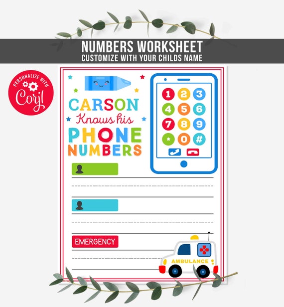 Printable Phone Number Tracing Worksheet Editable Phone Number Tracing Worksheet Kindergarten Preschool Homeschool Learning Instant Download Il_570xn