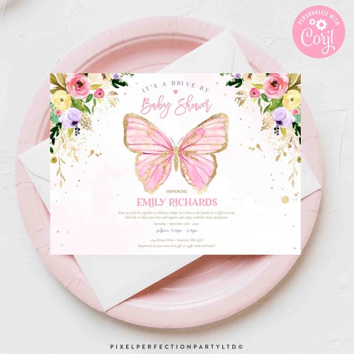 Butterfly Baby Shower Invitation Bundle Editable Invitation Etsy