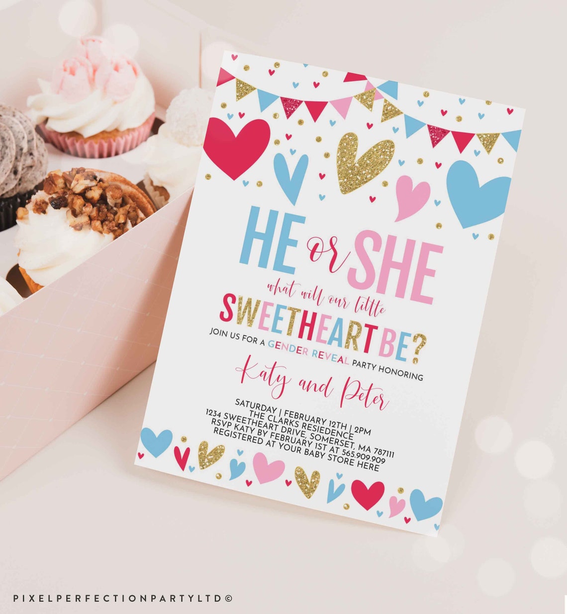 Valentine Gender Reveal Invitation Valentines Day Gender Etsy UK