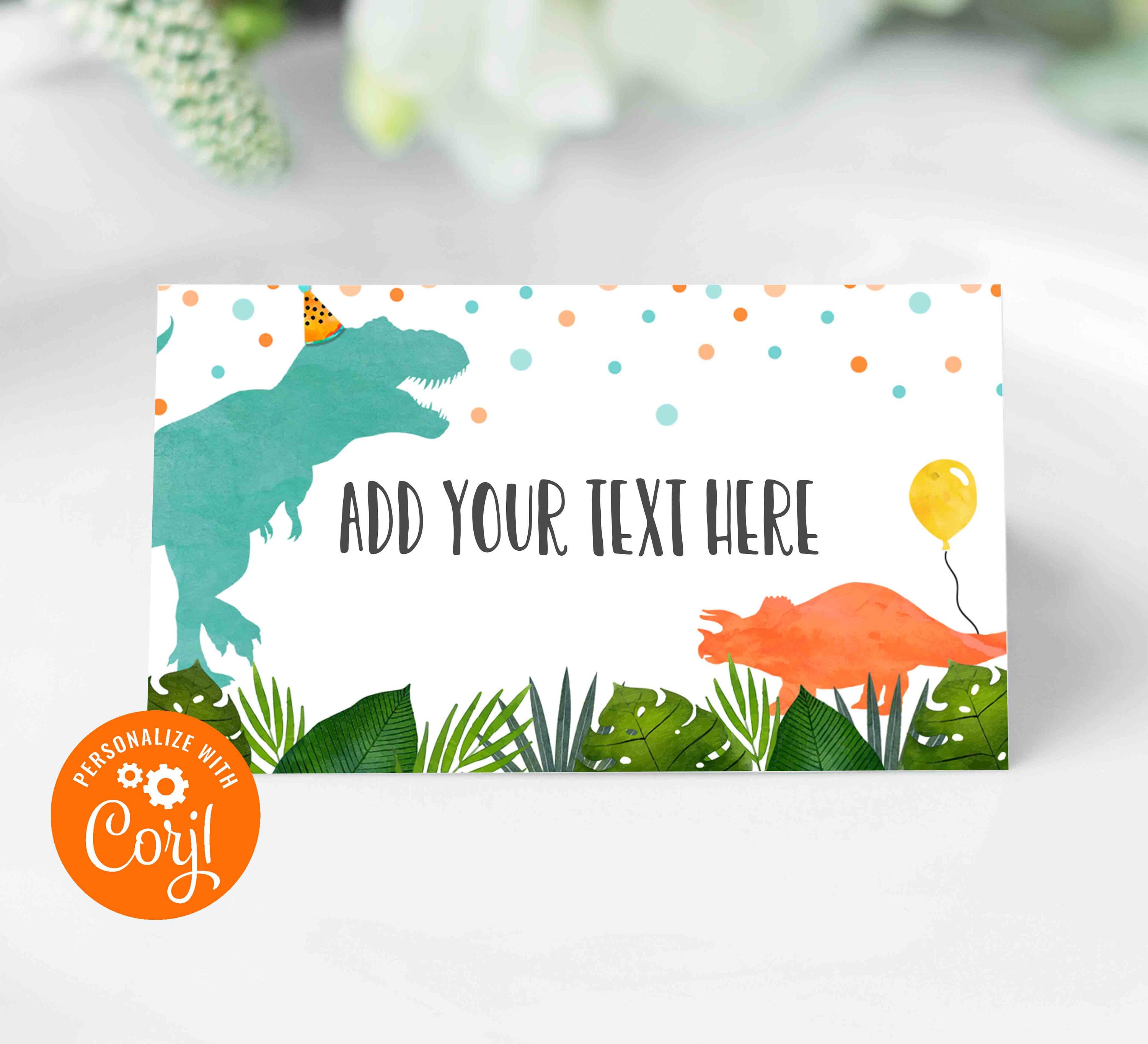 Dinosaur Buffet Food Cards Dinosaur Party Place Cards Editable - Etsy