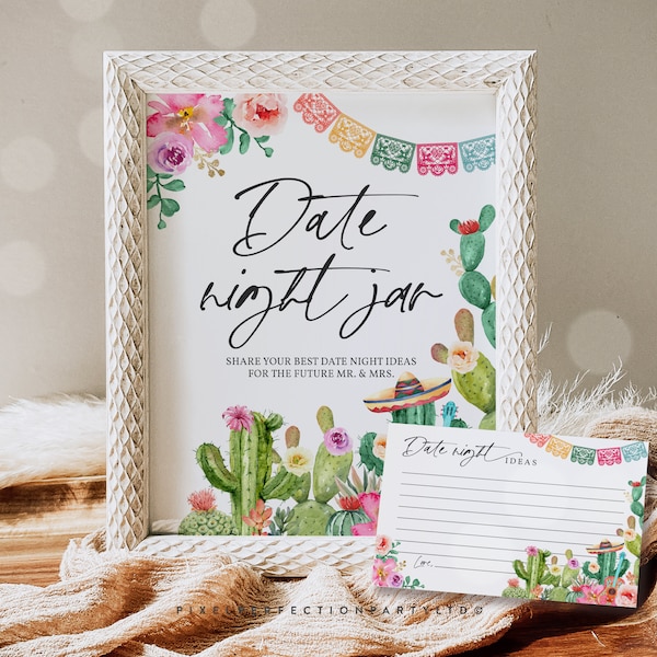 Fiesta Date Night Ideas Jar Bridal Shower Game Sign Fiesta Bridal Shower Sign Fiesta Bridal Shower Party Decor Taco Bout A Party Fiesta GE