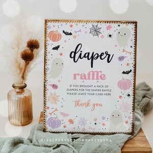 A Little Boo Baby Shower Diaper Raffle Drop Off Sign Halloween Girl Ghost Baby Shower A Little Boo Is Almost Due Decor Instant Download V3