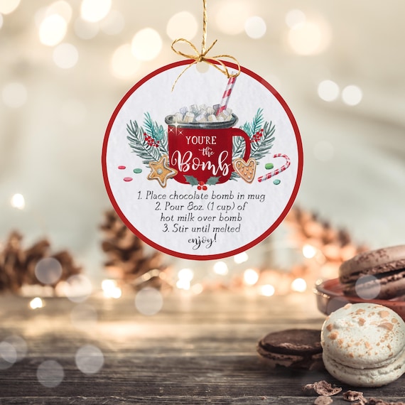 Hot Chocolate Bomb Tag Christmas Hot Chocolate Bomb Tag Winter Hot Chocolate Bomb Tag You're The Bomb Printable Tag Instant Download YC Il_570xn