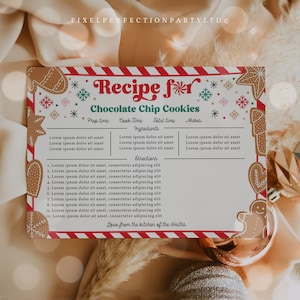 EDITABLE Cookie Recipe Card Holiday Christmas Recipe Card Christmas Holiday Baking Gift Idea Make Multiple Recipe Cards Instant Download E23