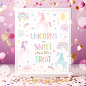 Unicorn Birthday Unicorns Are Sweet Sign Magical Pastel Rainbow Unicorn Birthday Whimsical Fairytale Unicorn Party Instant Download UY6