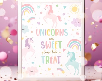 Unicorn Birthday Unicorns Are Sweet Sign Magical Pastel Rainbow Unicorn Birthday Whimsical Fairytale Unicorn Party Instant Download UY6