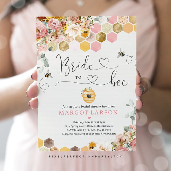 Editable Bee Bridal Shower Invitation Wildflower Bride To Bee Bridal Shower Invite Spring Garden Honey Bee Bridal Shower Instant File BM