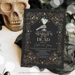 Editable Halloween Cocktail Party Invitation Gothic Spirits Cocktail Party Vintage Gothic Halloween Cocktail Party Instant Download F5O