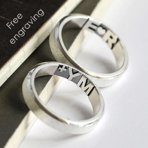 Matching Promise Rings, Personalized Couple Rings, Promise Rings For Couples, Couple Ring Set, His And Hers Promise Ring Sets