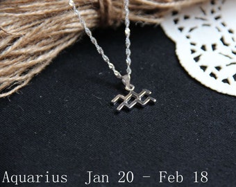 Aquarius Necklace,Zodiac Necklace,Zodiac Jewelry,Zodiac Charms,Constellations Necklaces,Sterling Silver Necklaces,Birthday Gifts