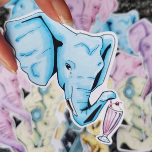 Blue Milkshake Elephant Sticker