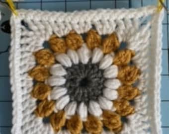 Sunflower Granny Square. Yellow Gray Granny Square.  Pattern Digital PDF. Fall Autumn Download Now - Crochet Pattern
