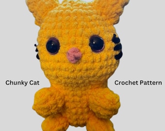 Chonky Cat Crochet Pattern.  Amigurumi Crochet Cat Pattern.  PDF Digital Pattern. Yellow and Black Cat. Chunky Cat Intermediate Level