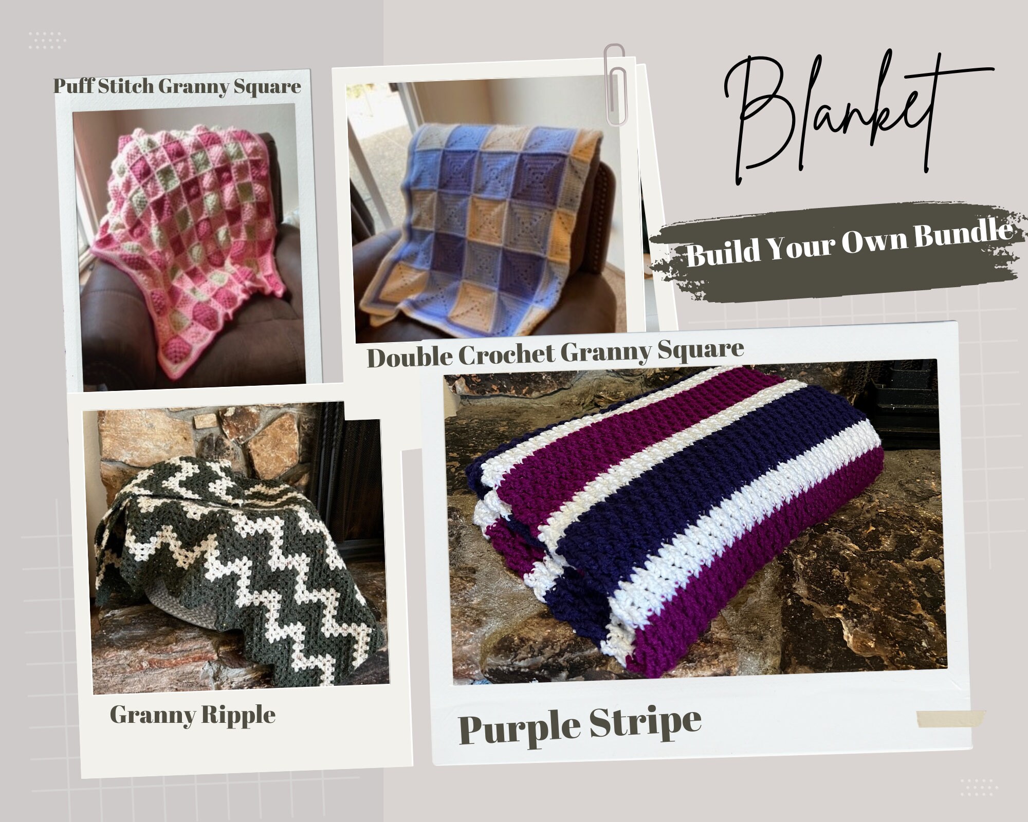 Build Your Own Crochet Pattern Bundle - Blanket - PDF - Download - Etsy