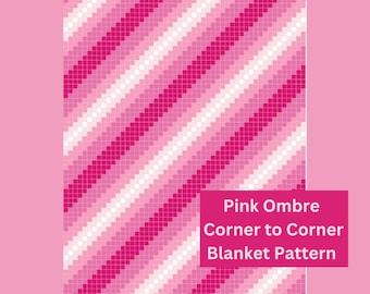 Pink Ombre Blanket.  Crochet Pattern.  Graph and written instructions. PDF PNG.