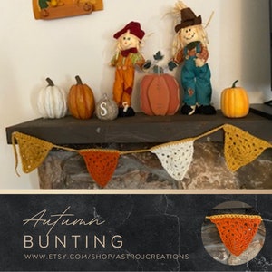 Triangle Bunting. Crochet Banner. Fall, Autumn. Halloween. Thanksgiving décor. Digital Pattern. PDF. Download Now - Crochet Pattern