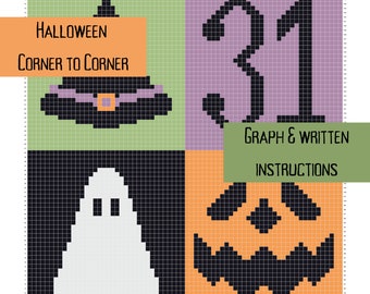 Halloween Blanket Pattern.  Crochet Pattern.  Graph and written instructions. PDF PNG. Instant Download. Digital Pattern