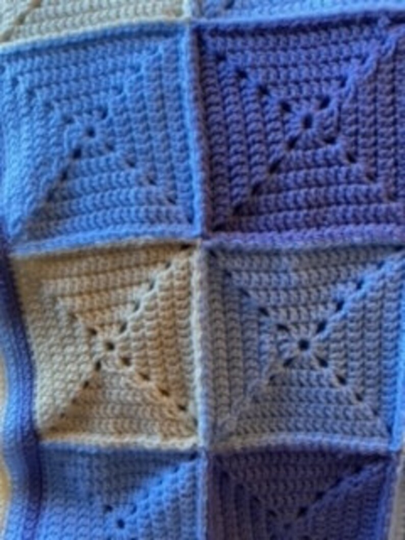 Gingham Blanket Pattern. Blue Blanket Pattern. Adult Afghan. Beginner