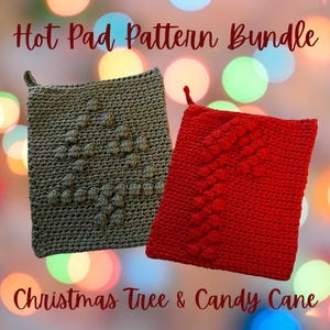 Christmas Hot Pad Crochet Pattern Bundle: Candy Cane & Tree (Digital PDF)