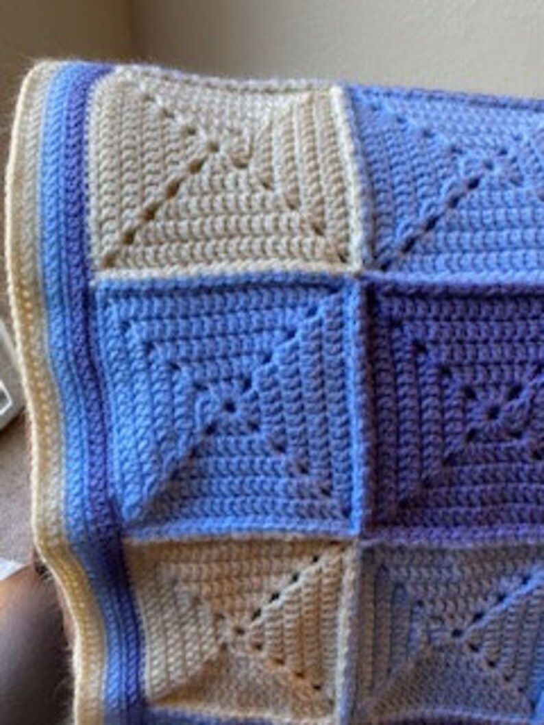 Gingham Blanket Pattern. Blue Blanket Pattern. Adult Afghan. Beginner