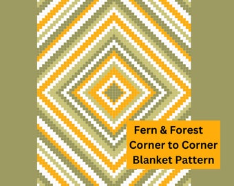 Fern and Forest Blanket.  Crochet Pattern.  Graph and written instructions. PDF PNG.