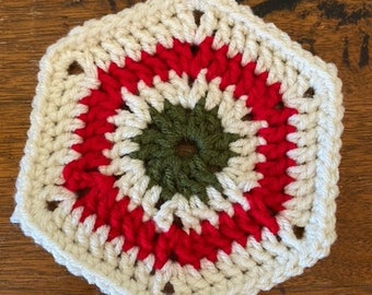Christmas Hexagon. Crochet Pattern. Granny Square. PDF Digital Pattern