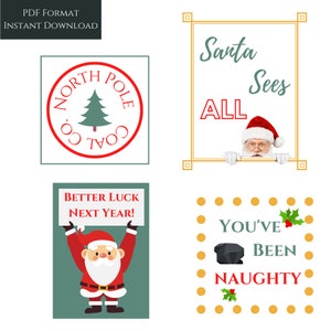 Naughty or Nice Christmas. Lump of Coal Cards.  Funny Christmas Gifts.  PDF Digital Instant Download