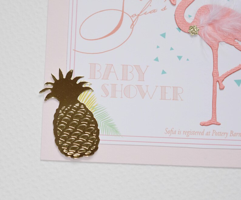 Let/'s Flamingle Bachelorette Gold Foil Pineapple Invite for Girls Fun Flamingos Baby Shower 8 Flamingo Baby Shower Invites Hootsie