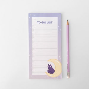 Cat To Do List Pad, Cosmic Cat Notepad, DL List Pad 50 Sheets, Checklist Pad image 1